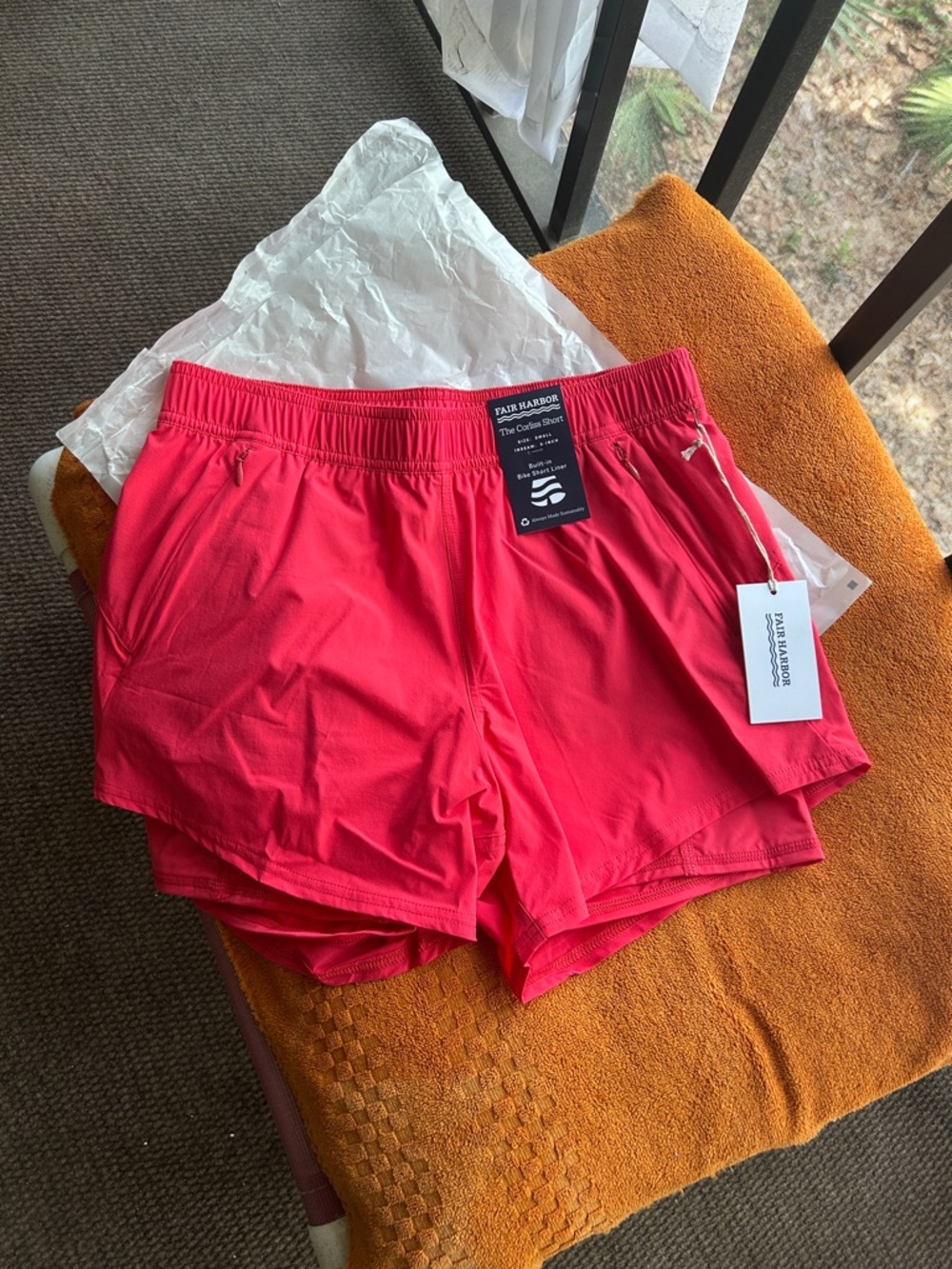Fair Harbor Bright Coral Swim Shorts